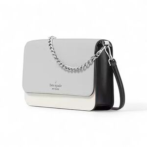 kate spade New York Black and White Leather Chain  Bag